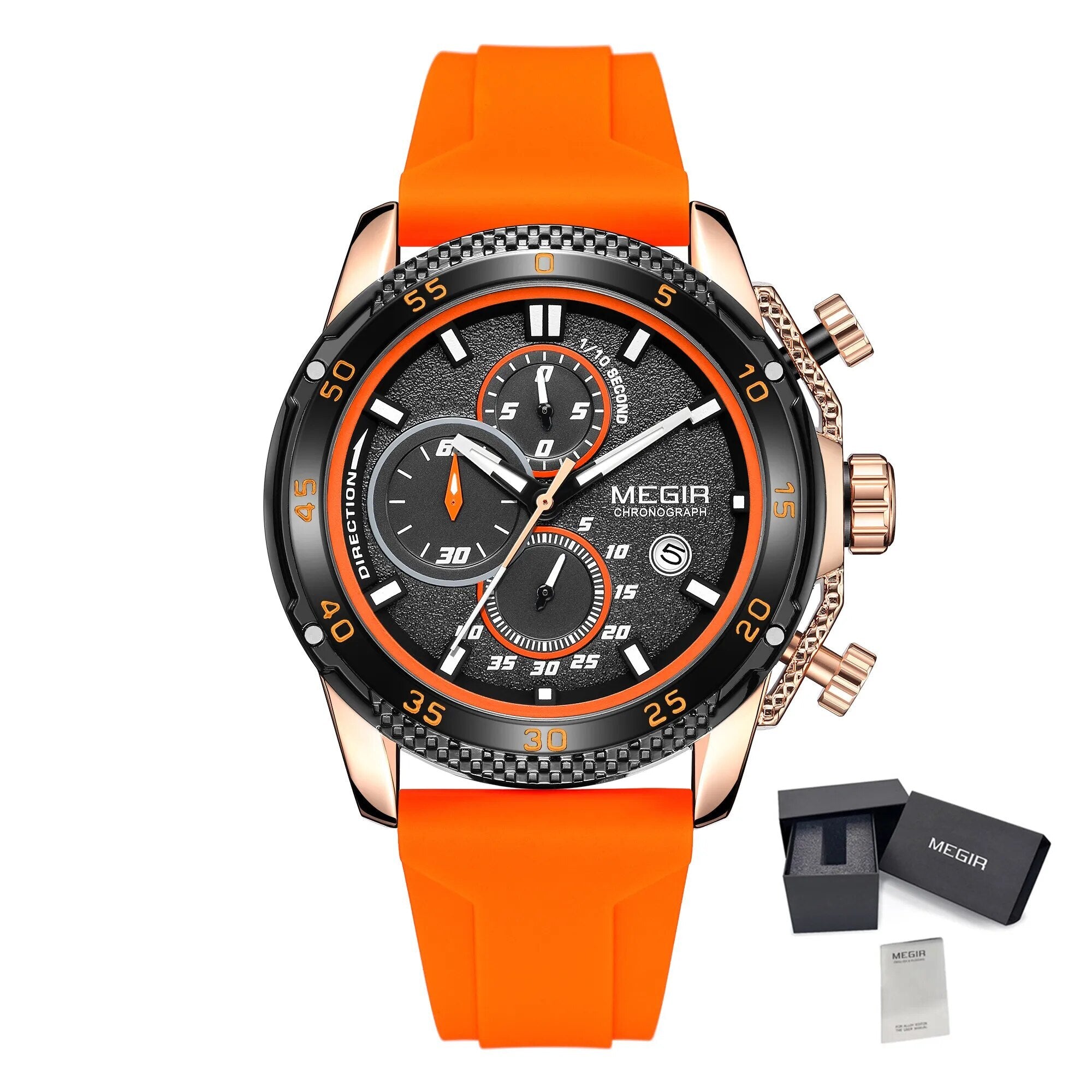 MEGIR Men's Watches Luxury Military Sport Wristwatches Waterproof Luminous Silicone Strap Quartz Chronograph Reloj Hombre 2211-20