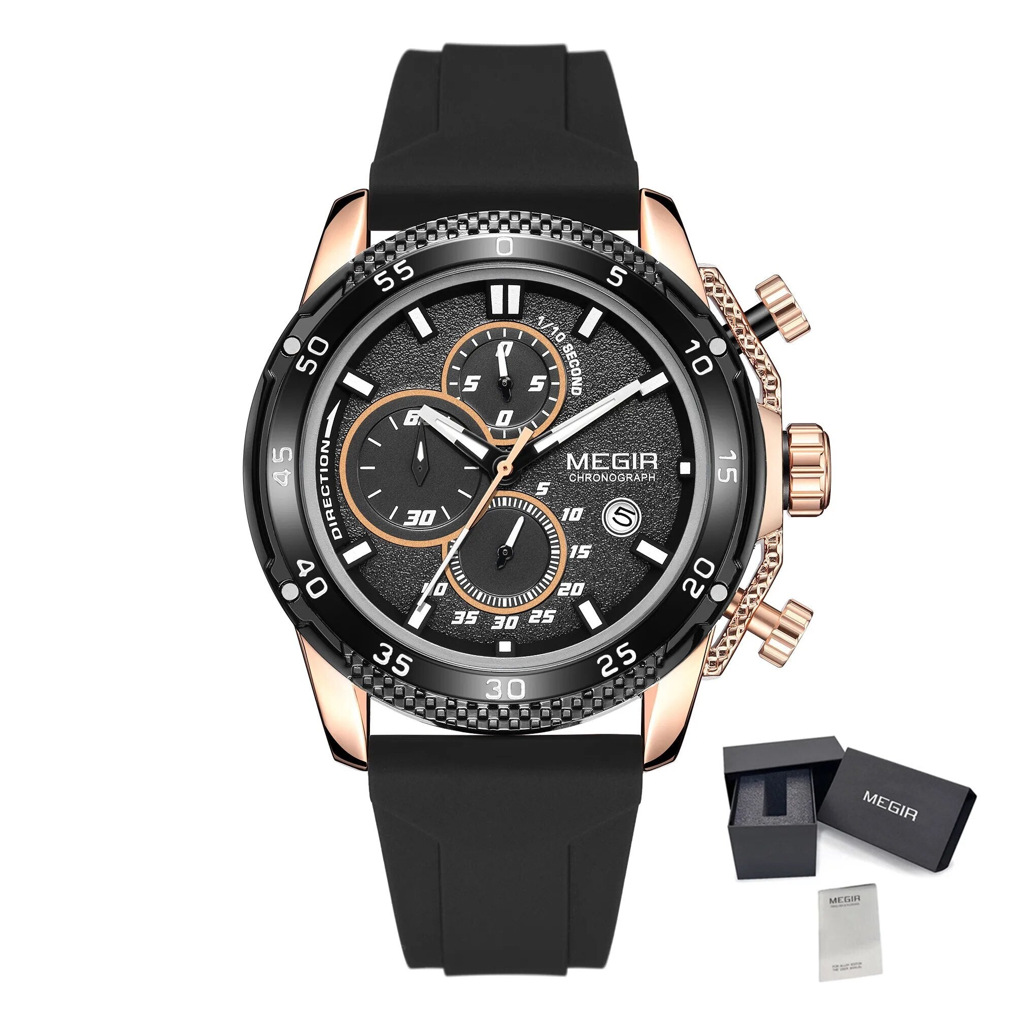 MEGIR Men's Watches Luxury Military Sport Wristwatches Waterproof Luminous Silicone Strap Quartz Chronograph Reloj Hombre 2211-18