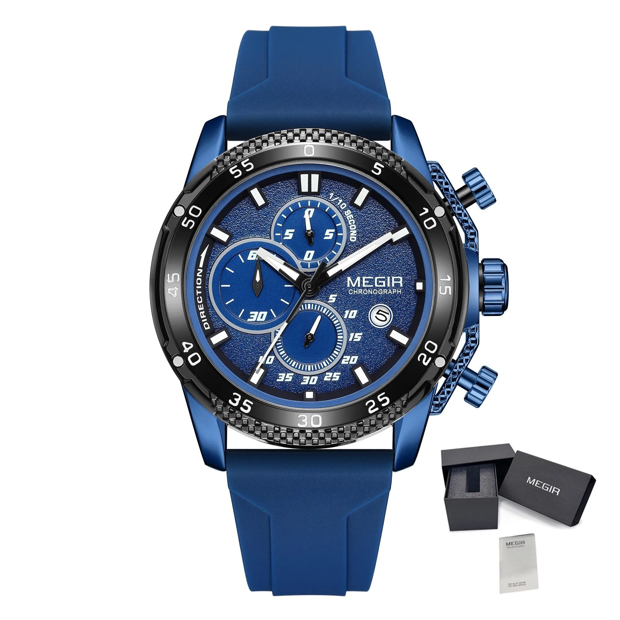 MEGIR Men's Watches Luxury Military Sport Wristwatches Waterproof Luminous Silicone Strap Quartz Chronograph Reloj Hombre 2211-17