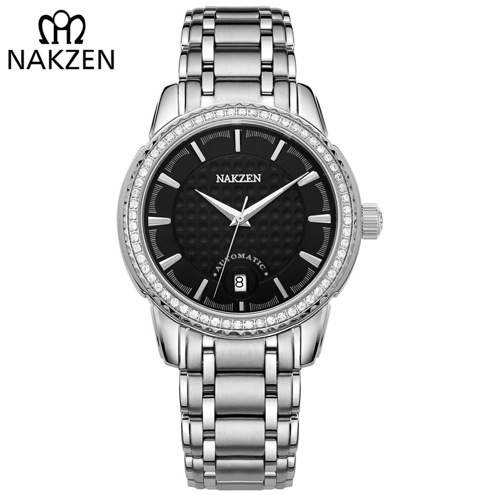 NAKZEN Men Mechanical Watch Men's Automatic Miyota 8215 Movement Diamond Watches Sapphire Wrist Watch Male Waterproof Clock 6020-0