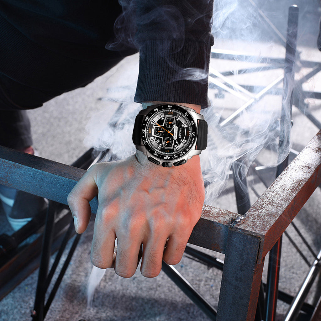 MEGIR Chronograph Men Sport Watches Fashion Silicone Strap Military Quartz Wristwatch Clock Relogio Masculino 2056-4