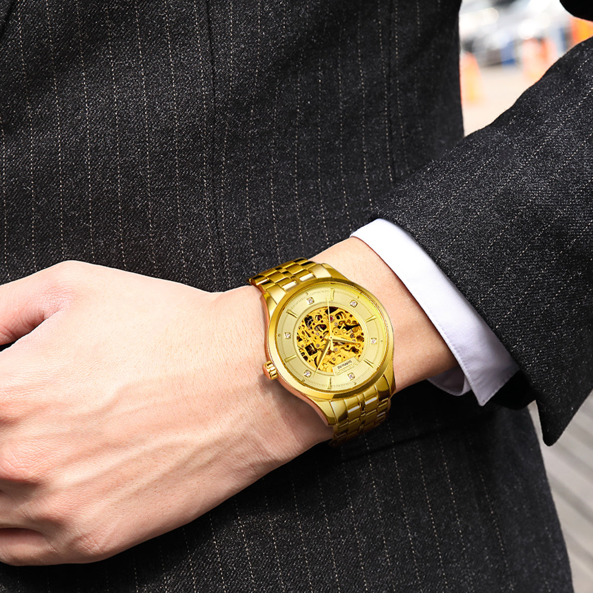 Luxury Men Watches Waterproof Automatic Mechanical Watch Stainless Steel Sapphire Gold Business WristWatch Reloj Hombre 62058