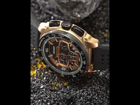 MEGIR Chronograph Men Sport Watches Fashion Silicone Strap Military Quartz Wristwatch Clock Relogio Masculino 2056-14