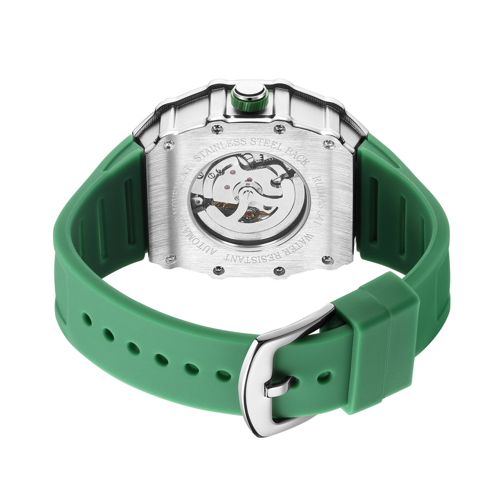 RUIMAS Luxury Watch Men Fashion Automatic Mechanical Watches Clock Silicone Strap Sport Casual Wristwatch Big Dial Reloj Hombre 341-17