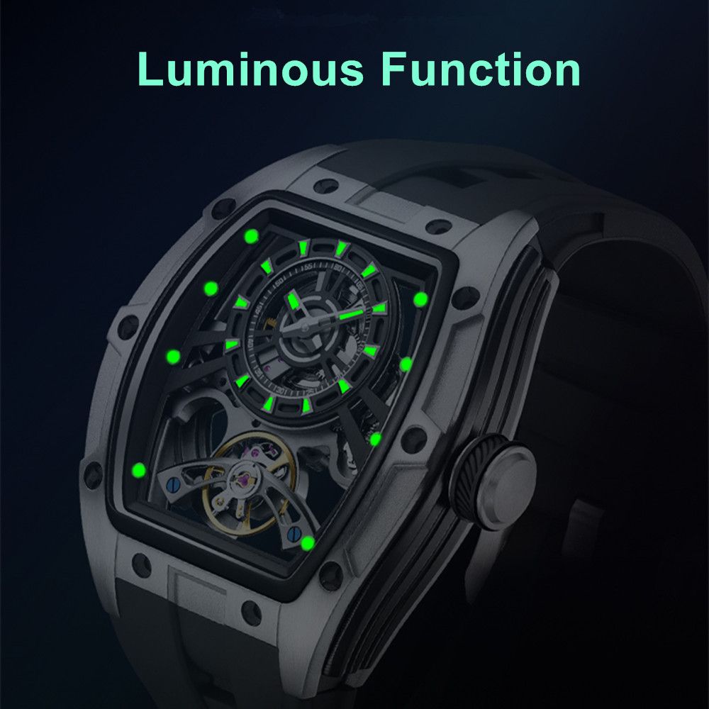 Fashion Automatic Mechanical Watches for Men Waterproof Skeleton Dial Stainless Steel Case Male Wristwatch Clock 9198-6
