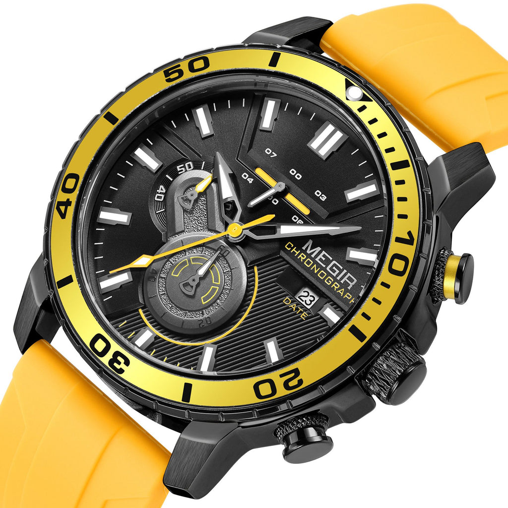MEGIR Luxury Military Watches for Men Fashion Sport Quartz Wristwatch Waterproof Silicone Band Male Clock Chronograph with Date 2224-13