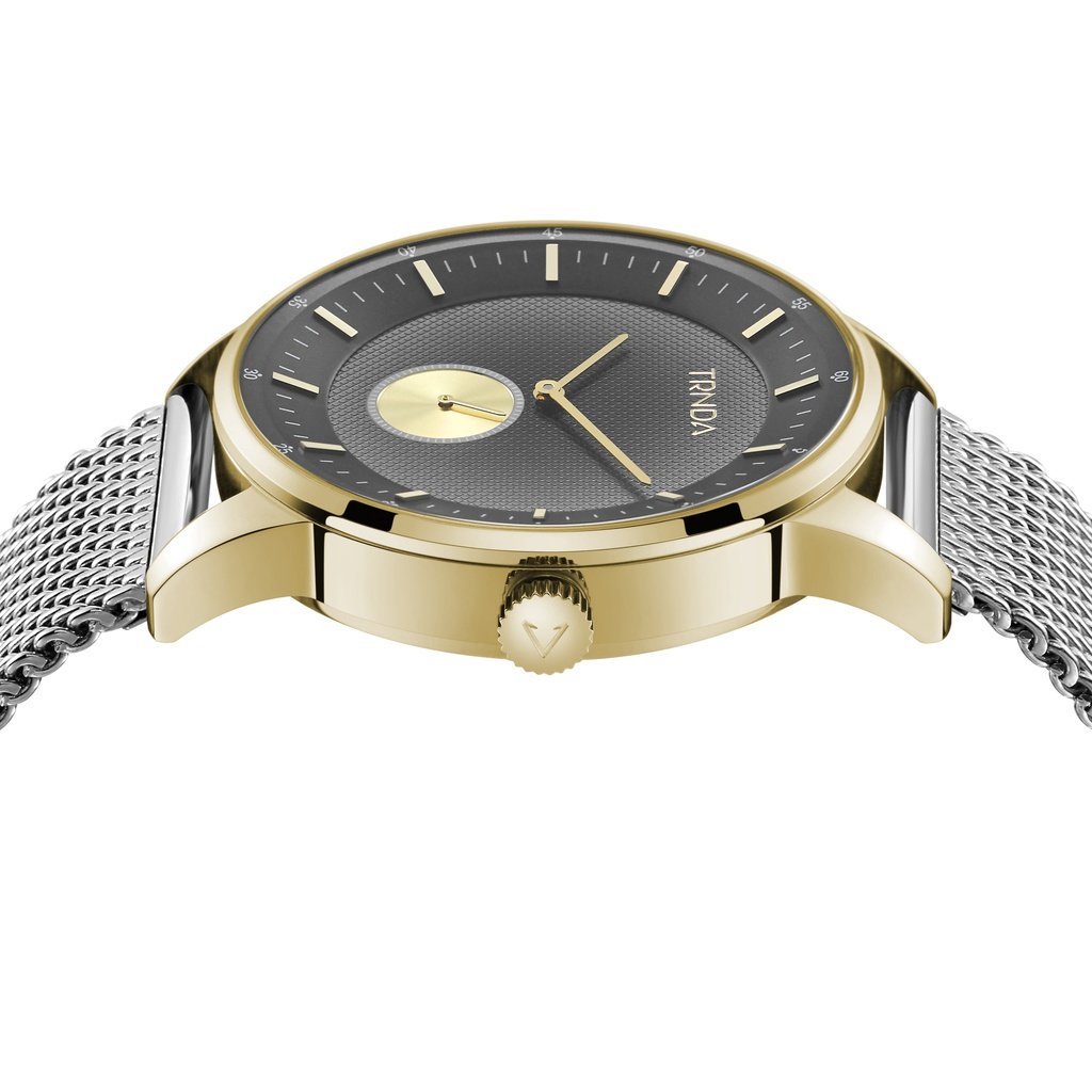 Trnda Men's Gold Stainless Steel Watch, Gray Dial | Trnda-43g