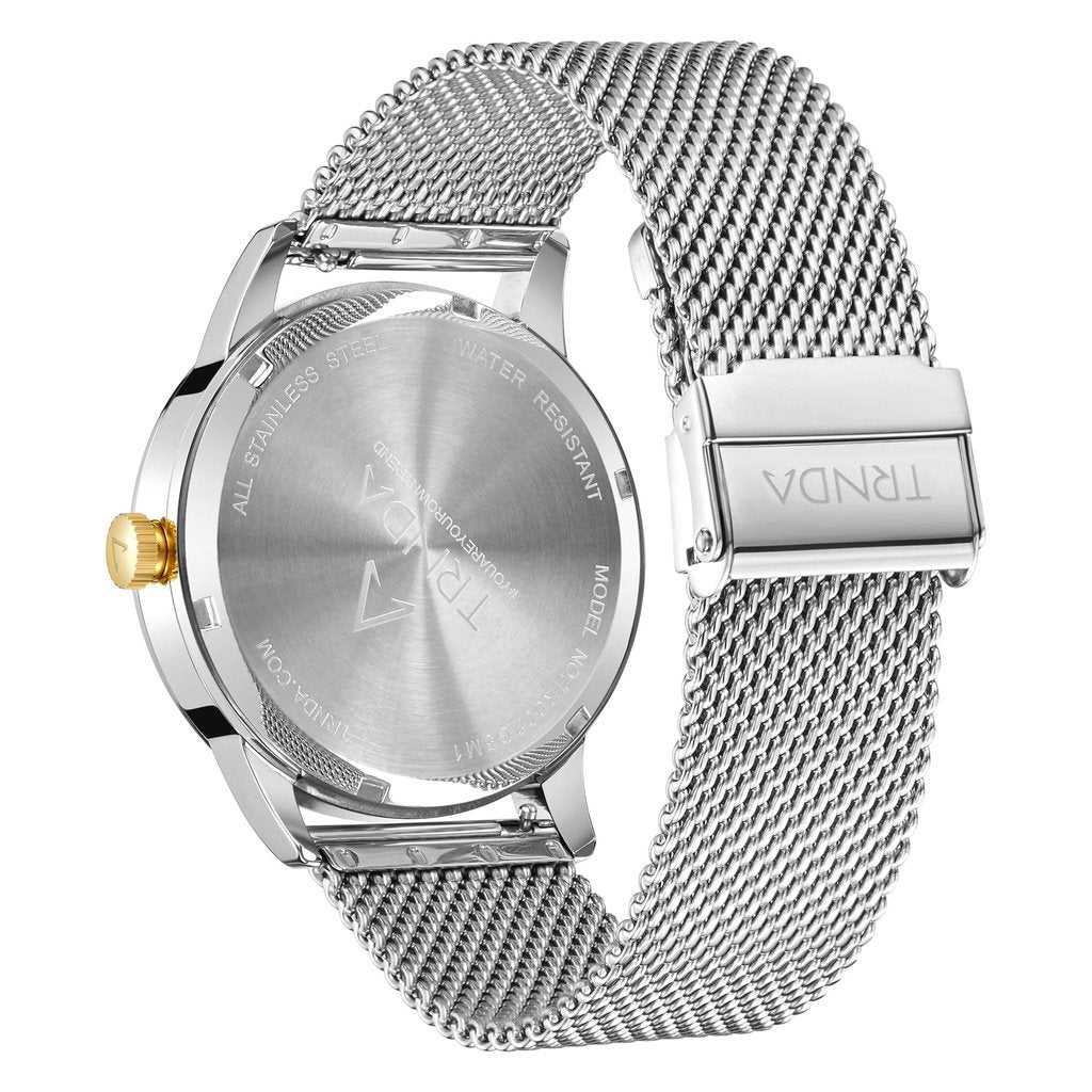 Trnda Men's Gold Stainless Steel Watch, Gray Dial | Trnda-43g