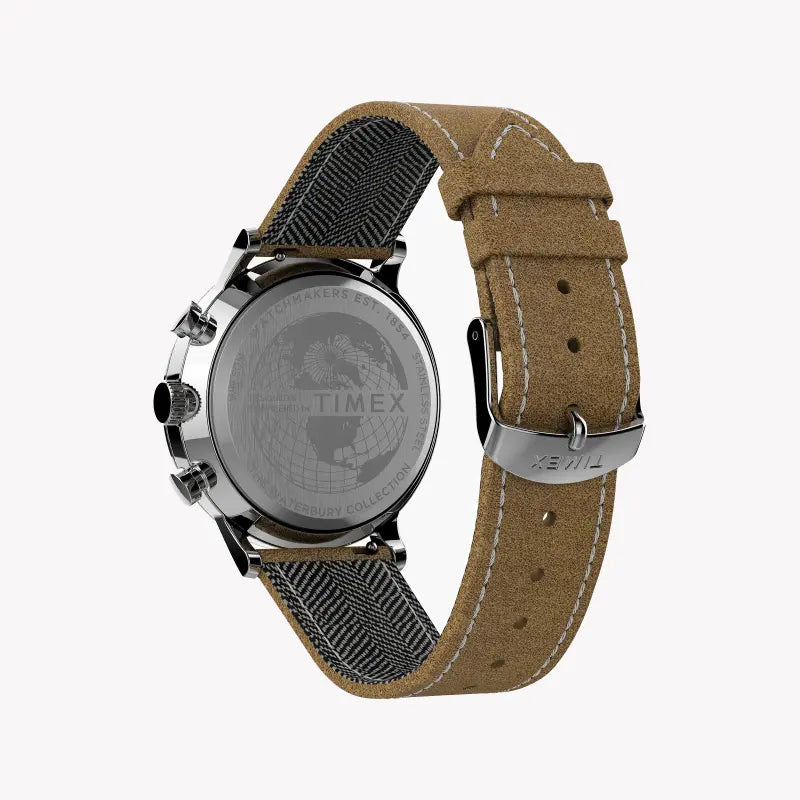 Timex Men's Stainless Steel Tan Band, Silver Dial | Tw2t71200